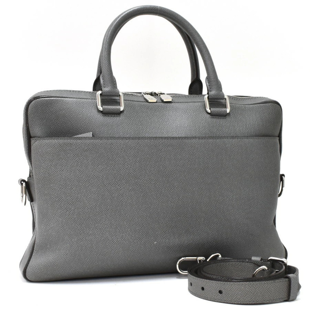 Louis Vuitton Porte Documents Business PDB Briefcase Taiga Glacier Leather Gray